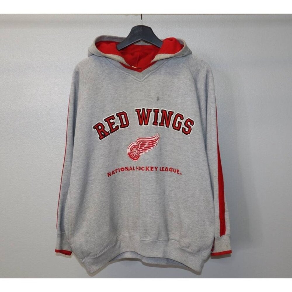 Vintage Detroit Red Wings Lee Sport Hoodie Gray NHL Sz Large